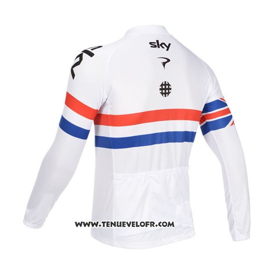 2013 Maillot Ciclismo Sky Champion Regno Unito Blanc Manches Longues et Cuissard